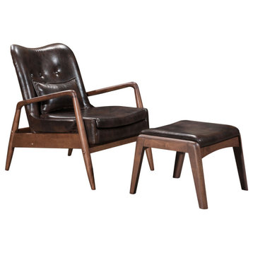 Knox Lounge Chair and Ottoman Black, Brown