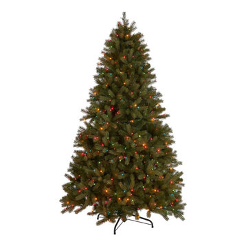 9' Mixed Spruce Artificial Christmas Tree, Pre-Lit Multi-Colored