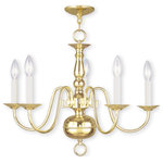 Livex Lighting - Williamsburgh Chandelier, Brushed Nickel and Polished Brass - Simple, yet refined, the traditional, colonial chandelier is a perennial favorite. Part of the Williamsburgh series, this handsome chandelier is a timeless beauty.