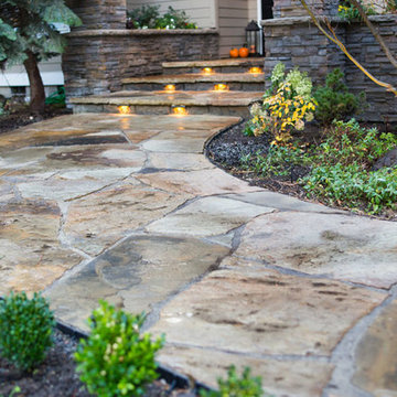 Aubrey Glen Flagstone Entry and Raised Flagstone Patio