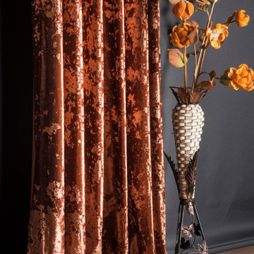 Luxury Crushed Velvet Curtain in Bronze & Brown – Elegant Curtains by Maison Hom