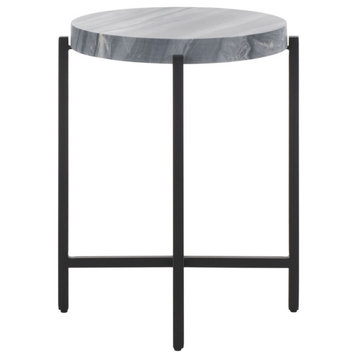 Safavieh Gustavia Round Accent Table, Grey Marble/Black