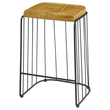 New Pacific Direct Tala 26" Trembesi Wood Counter Stool in Natural/Black Rust