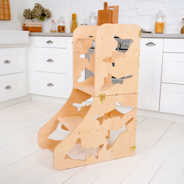 Kitchen Helper Learning Chair Tower without back Sharks cutouts