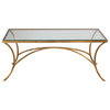 Minimalist Gold Arch Coffee Table, Metal Glass Top Elegant