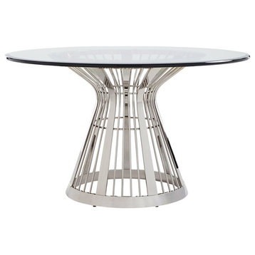 Lexington Ariana Riviera Stainless Center Table With 54" Glass Top