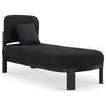Meridian Furniture - Maybourne Boucle Fabric Upholstered Chaise/Bench, Black, Black Finish - Refresh your room with this handsome black Maybourne boucle fabric bench/chaise, a unique combination of comfort and style. Upholstered in rich black boucle fabric, this bench has a solid wood base with a rich black finish to lend it durability and a touch of warmth. With a plush upholstered seat and back, this bench/chaise has a built-in backrest to provide additional comfort and support. Whether gracing your living room or enhancing the elegance of your bedroom, the Maybourne bench/chaise redefines relaxation and style.