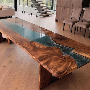 144" Custom Black Walnut Epoxy River Dining Table