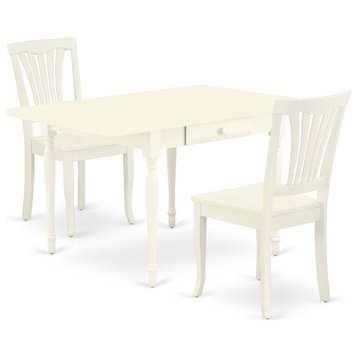 3-Piece Table Set Table, 2 Wooden Dining Chairs, Wooden Seat