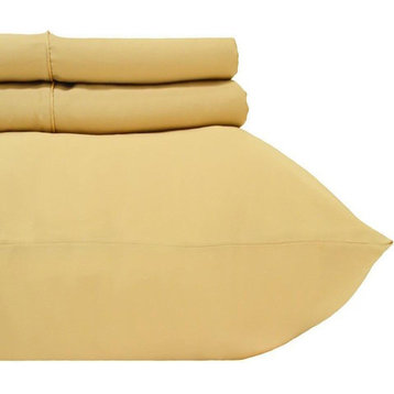 Full Size 600 Thread Count 100% Cotton Sheet Sets Solid (Gold)