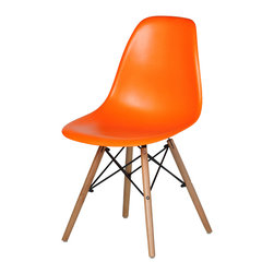 Austin Furniture - Midcentury Modern Eiffel Chair, Wooden Dowel Legs, Orange - Dining Chairs