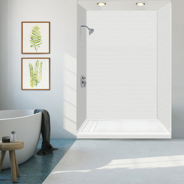 Transolid Linear 60"x32" Shower Base With Left Hand Drain, White