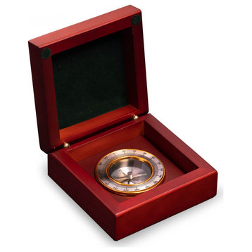 Brass Compass in Wood Box