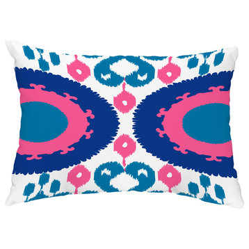 Boho 14"x20" Decorative Abstract Outdoor Throw Pillow, Blue