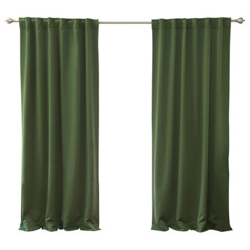 Solid Thermal Blackout Curtain Panels, Moss, 96", Set of 2