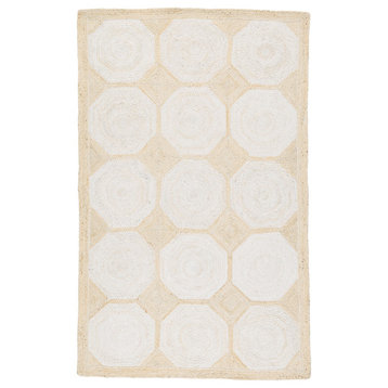 Fiorita Natural Geometric Light Beige/ White Area Rug 2'X3'