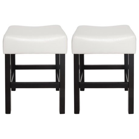 GDF Studio Duff Backless Leather Counter Stools, Set of 2, Ivory