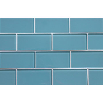 Infinity Blue 3x6 Glass Subway Tile, 3"x6" Tiles, Set of 8