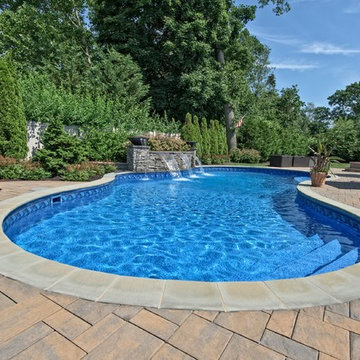 Custom swimming pool with water feature