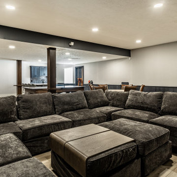Modern Basement Remodel with Wet Bar, Game Area & Home Theater