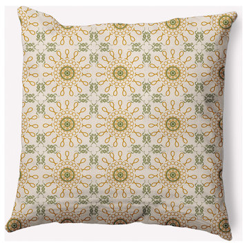 20" x 20" Sun Tile Indoor/Outdoor Polyester Throw Pillow, Autumn Gold