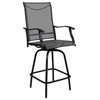 Flash Furniture 30" Metal and Textilene Patio Bar Stool in Gray (Set of 2)