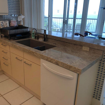 Contemporary Kitchen Warm Taj Mahal aka Perla Venata Quartzite Countertops
