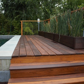 Contemporary Modern backyard pool deck