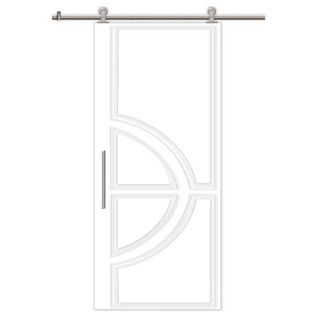 Flush barn door with different hardware CNC engraving designs and colors options, 36"x81" Inches