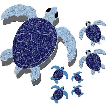 Turtle Group Ceramic Swimming Pool Mosaic Blue