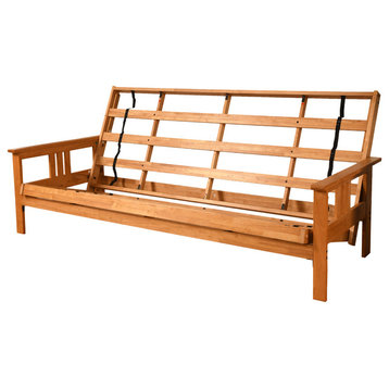 Caleb Frame Queen Futon With Butternut Finish, Frame Only