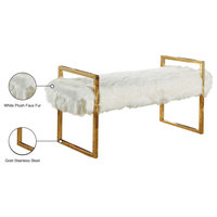 Chloe Faux Fur Upholstered Bench, White