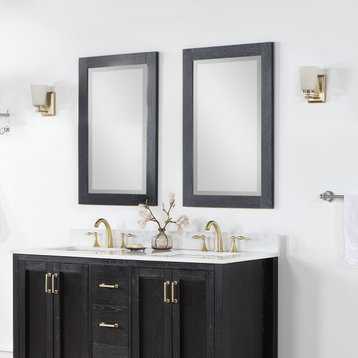 Ivy Rectangular Bathroom Wood Framed Wall Mirror, Black Oak, 24"