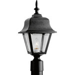 Progress Lighting - 1-Light Post Lantern, Black - Post lantern with clear, beveled acrylic panels.