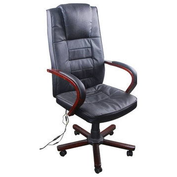 vidaXL Massage Chair 360 Degree Swivel Desk Chair Real Leather Height Adjustable