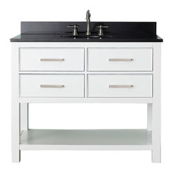 Avanity Corporation - Avanity Brooks 42" Vanity With Black Granite Top, White Finish - Bathroom Vanities And Sink Consoles
