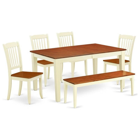 East West Furniture Nicoli 6-piece Wood Dining Set with Slatted Chairs in Cherry