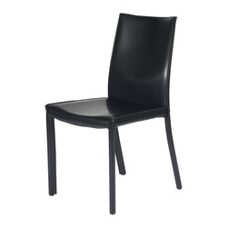 Emma High Back Leather Dining Chair | Black (Set of 2) - Dining Chairs