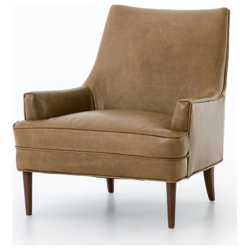 Danya Mid-Century Modern Taupe Leather Accent Chair