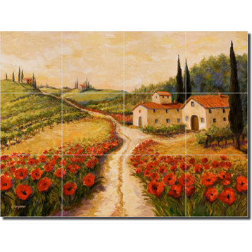 Ceramic Tile Mural Backsplash Morris Tuscan Landscape