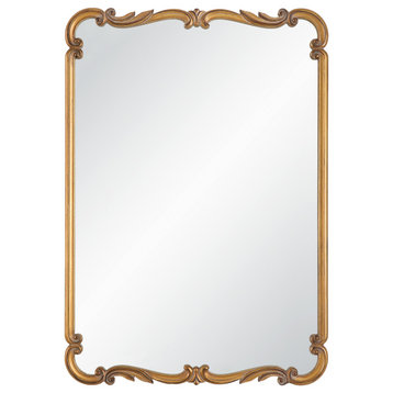 Embellished With ornate details,Wall mirror, antique gold finish