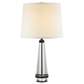 Calista Table Lamp, Urban Bronze/White Silk, 5"Dx28.625"H