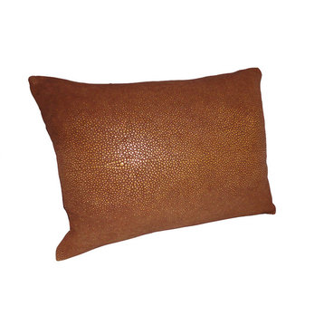 Stingray Embossed Leather Pillow, Copper, 16"x10"
