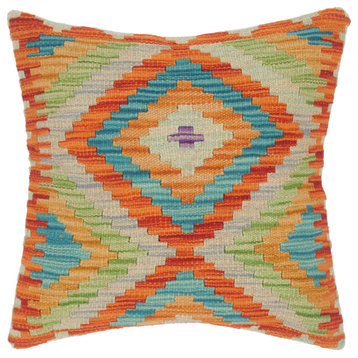 Geometric Turkish Marquett Hand Woven Kilim Throw Pillow