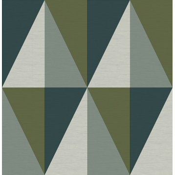 Aspect Green Geometric Faux Grasscloth Wallpaper Bolt