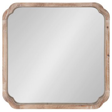 Marston Wood Framed Wall Mirror, Rustic Brown 24x24