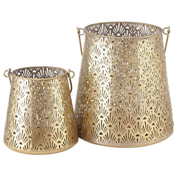 2 Piece Morocco Metal-Lattice Bell Lanterns