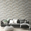 NextWall Washed Faux Brick NW30500 Peel & Stick Wallpaper  White / Gray / Brown