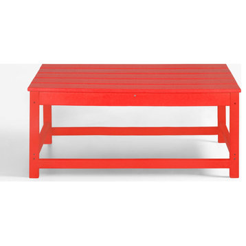 WestinTrends HDPE Plastic Outdoor Patio Classic Adirondack Coffee Table, Red
