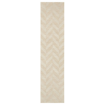 Central Park Solid and Border Khaki Area Rug, 2'3"x10' Runner